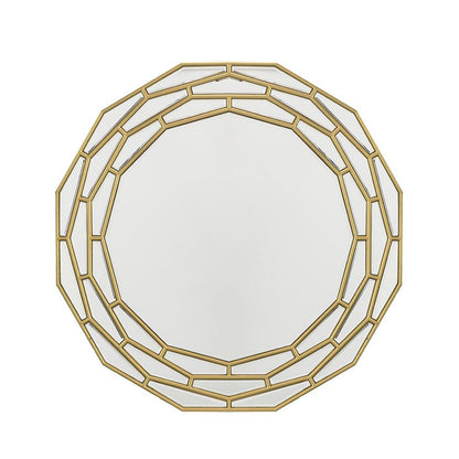 35" Gold Round Framed Accent Mirror