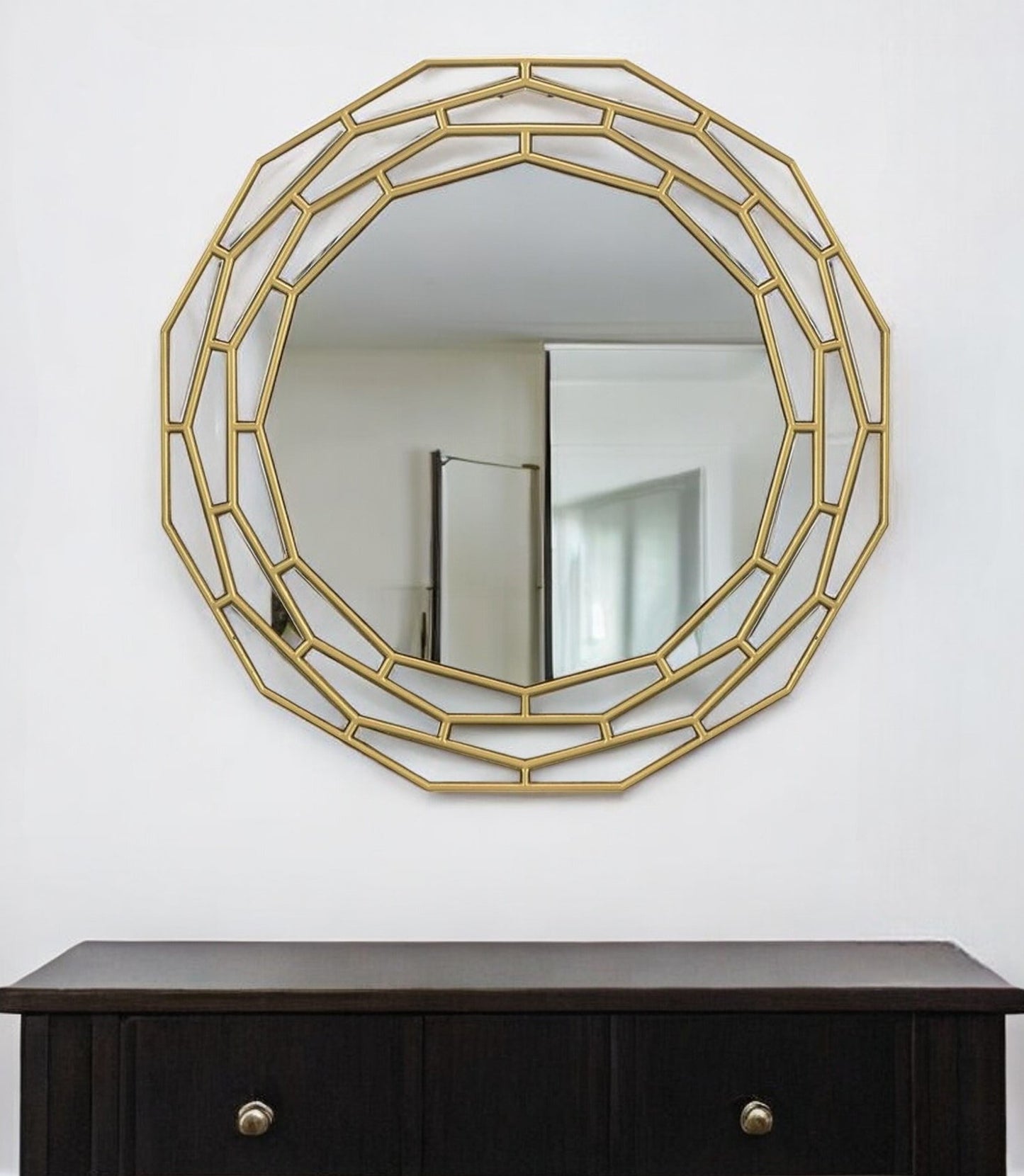 35" Gold Round Framed Accent Mirror