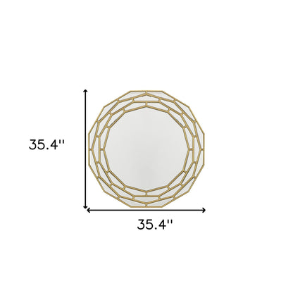 35" Gold Round Framed Accent Mirror