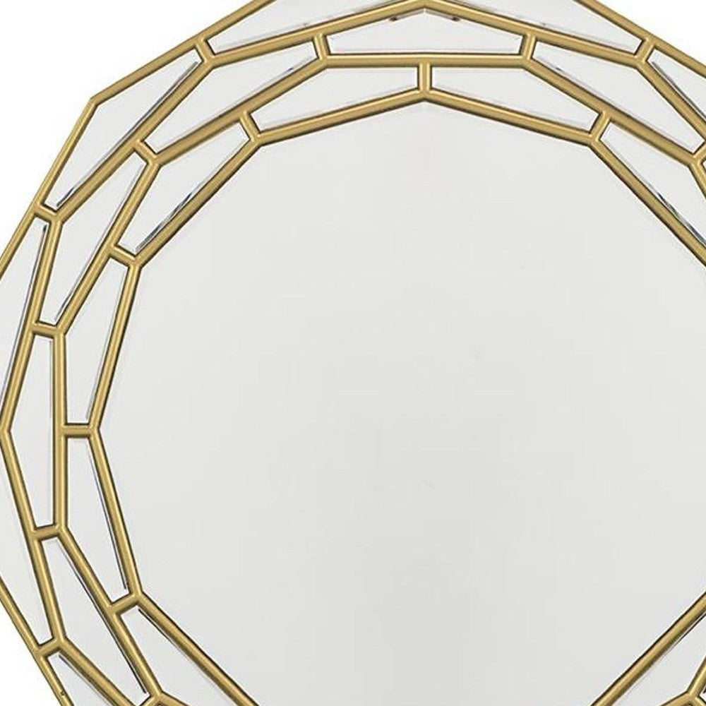 35" Gold Round Framed Accent Mirror