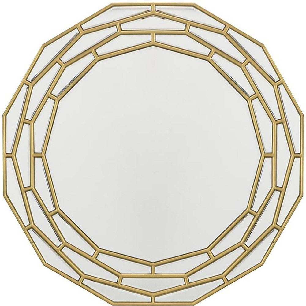 35" Gold Round Framed Accent Mirror