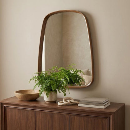 37" Brown Solid Wood Novelty Framed Accent Mirror