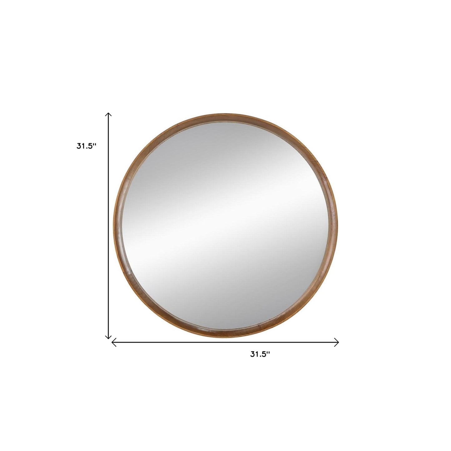 32" Brown Round Framed Accent Mirror