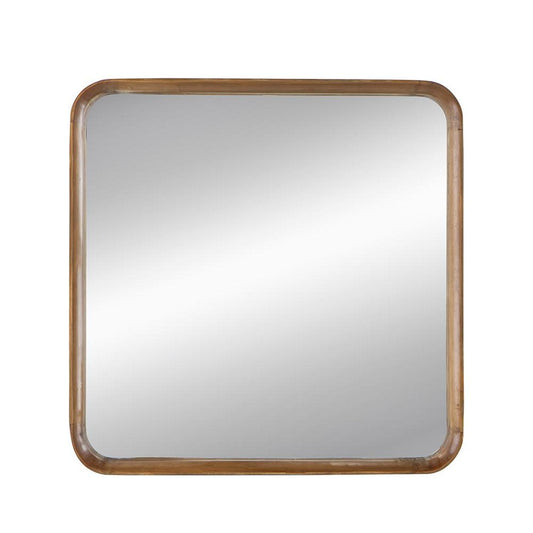 32" Brown Square Wood Framed Accent Mirror