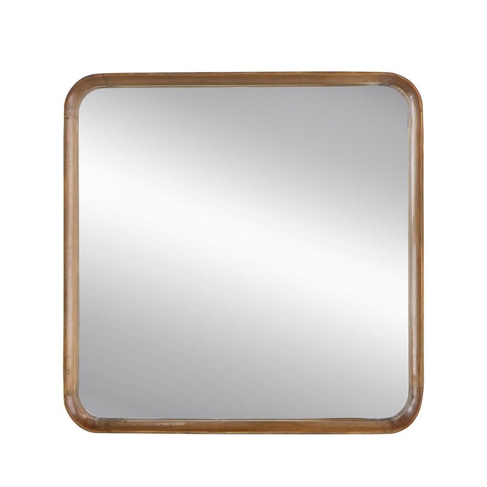 32" Brown Square Wood Framed Accent Mirror