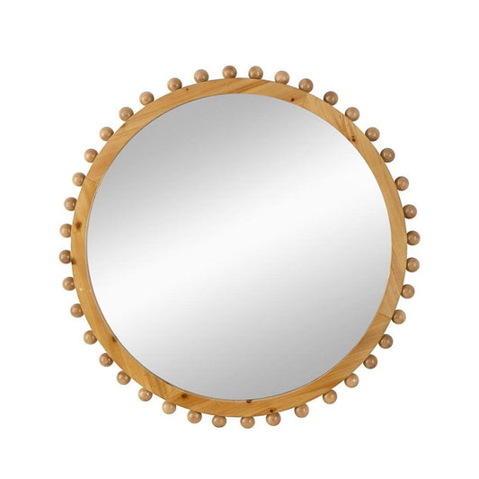 34" Brown Abstract Wood Framed Accent Mirror