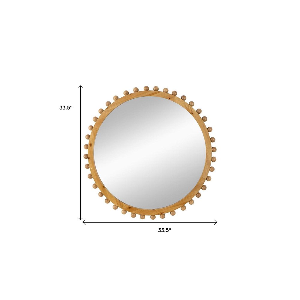 34" Brown Abstract Wood Framed Accent Mirror