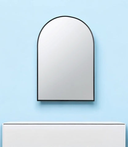36" Black Arch Metal Framed Accent Mirror
