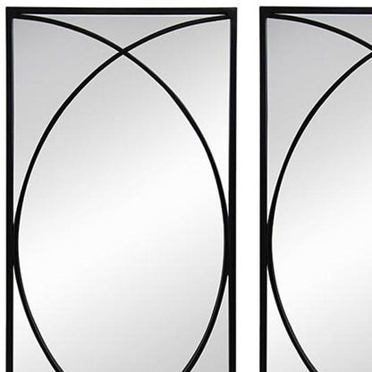 Set of Three Black Iron Framed Accent Mirror