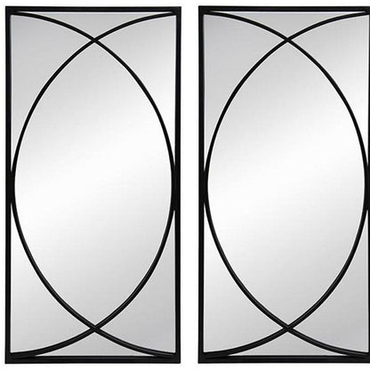 Set of Three Black Iron Framed Accent Mirror