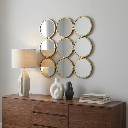 27" Gold Square Iron Framed Accent Mirror