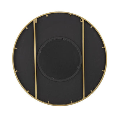 32" Black And Gold Round Wood And Metal Framed Accent Mirror