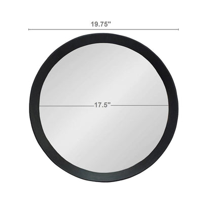 20" Black Round Wood Framed Accent Mirror