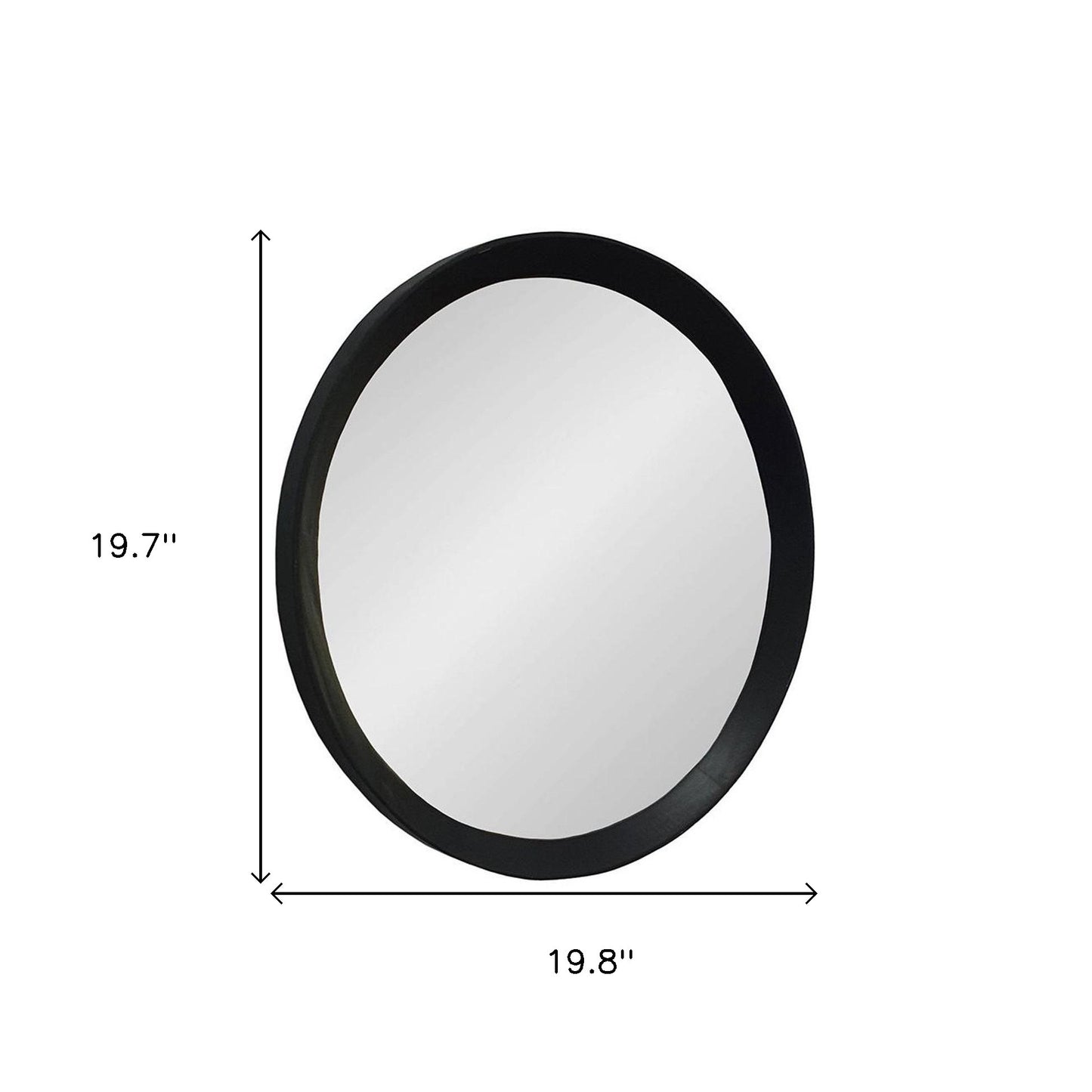 20" Black Round Wood Framed Accent Mirror