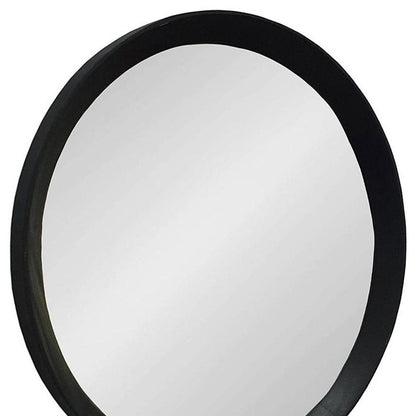 20" Black Round Wood Framed Accent Mirror