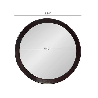 20" Dark Brown Round Wood Framed Accent Mirror