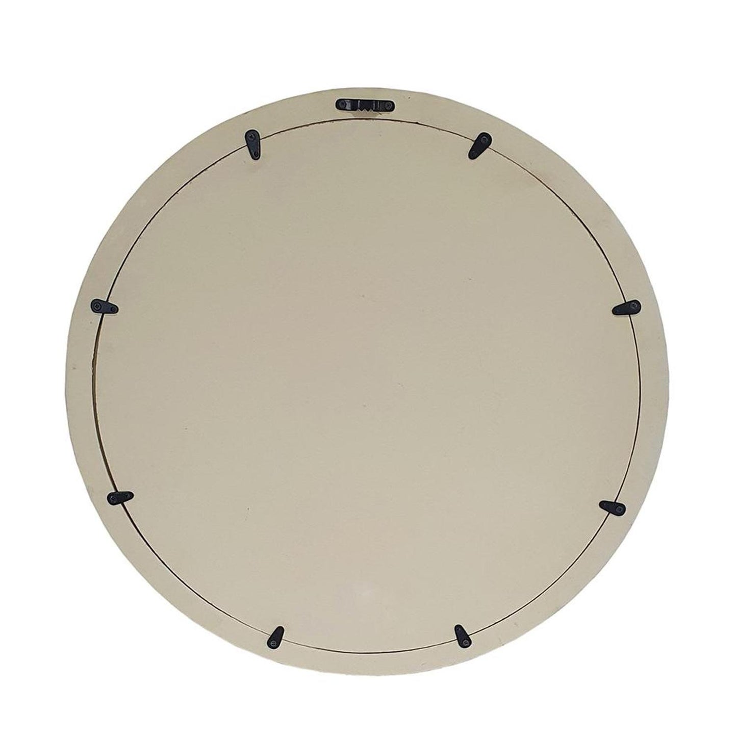 20" Cream Round Wood Framed Accent Mirror