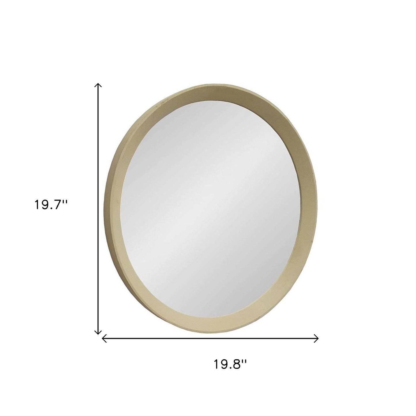 20" Cream Round Wood Framed Accent Mirror