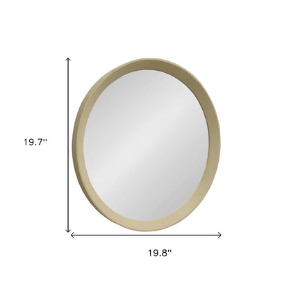 20" Cream Round Wood Framed Accent Mirror