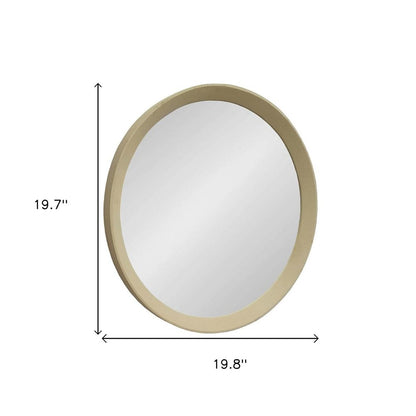 20" Cream Round Wood Framed Accent Mirror