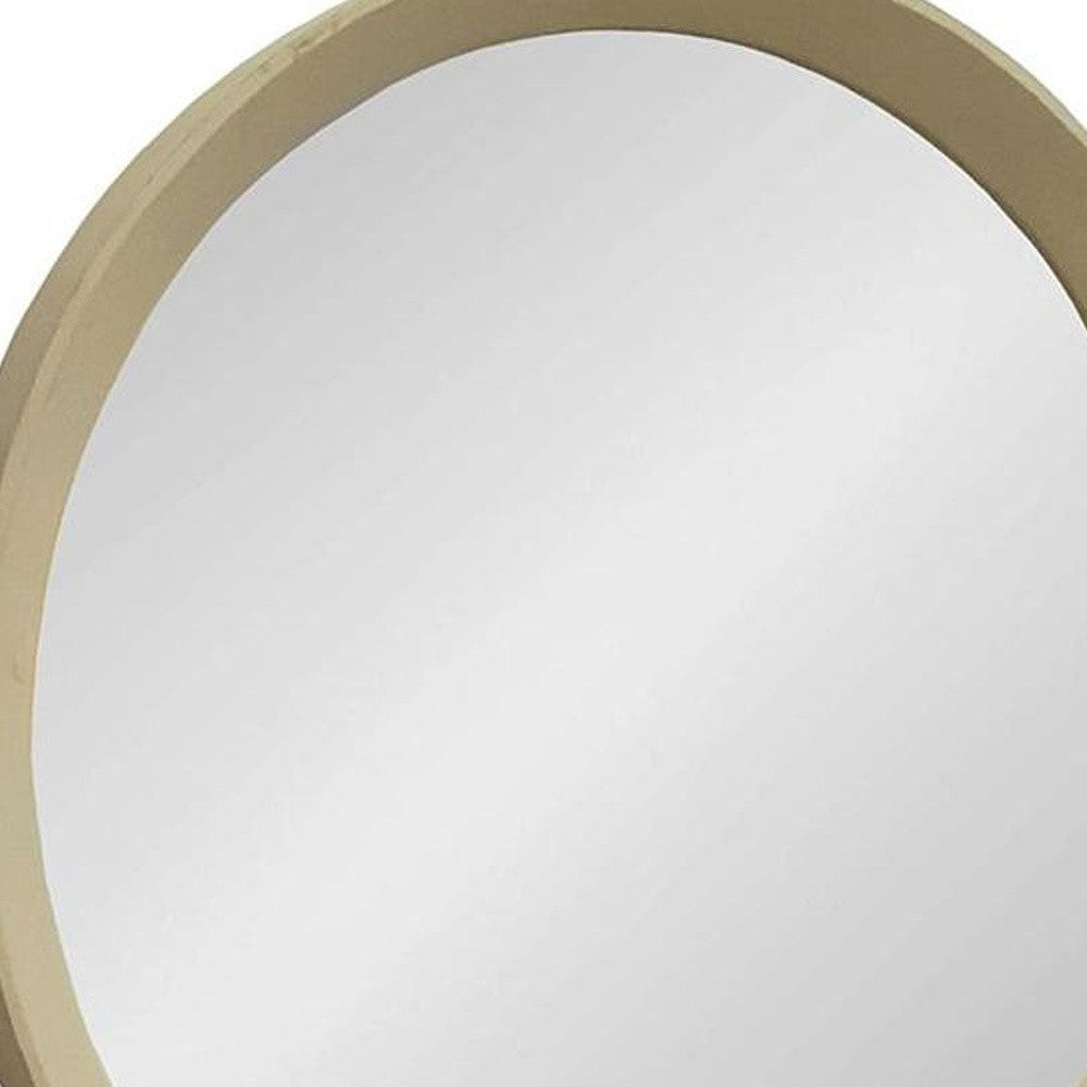 20" Cream Round Wood Framed Accent Mirror