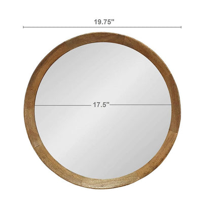 20" Natural Round Wood Framed Accent Mirror