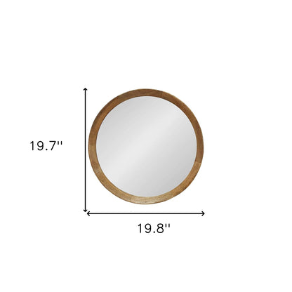 20" Natural Round Wood Framed Accent Mirror