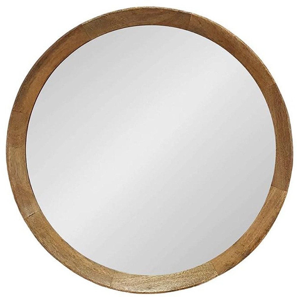 20" Natural Round Wood Framed Accent Mirror