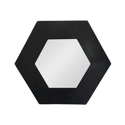 19" Black Hexagon Wood Framed Accent Mirror