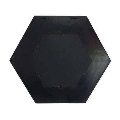 19" Black Hexagon Wood Framed Accent Mirror