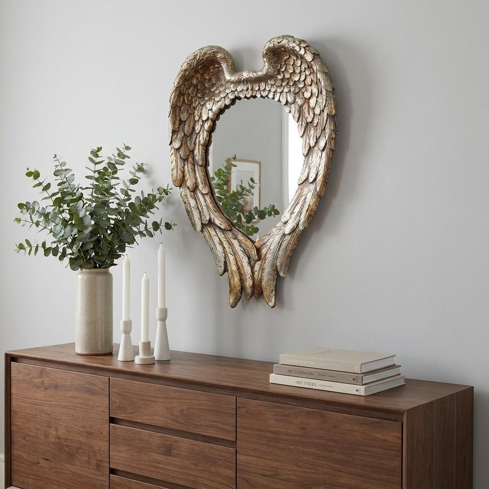 22" Antiqued Gold Heart Resin Framed Accent Mirror