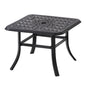 24" Black Square Metal Outdoor Bistro Table with Umbrella Hole