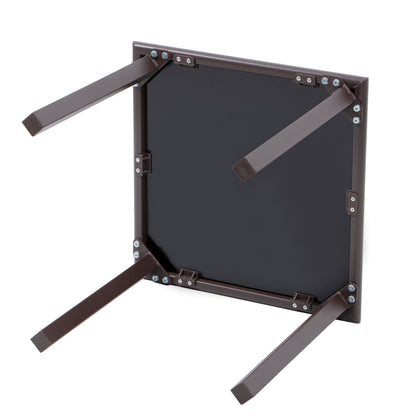 18" Black Square Glass Outdoor Side Table