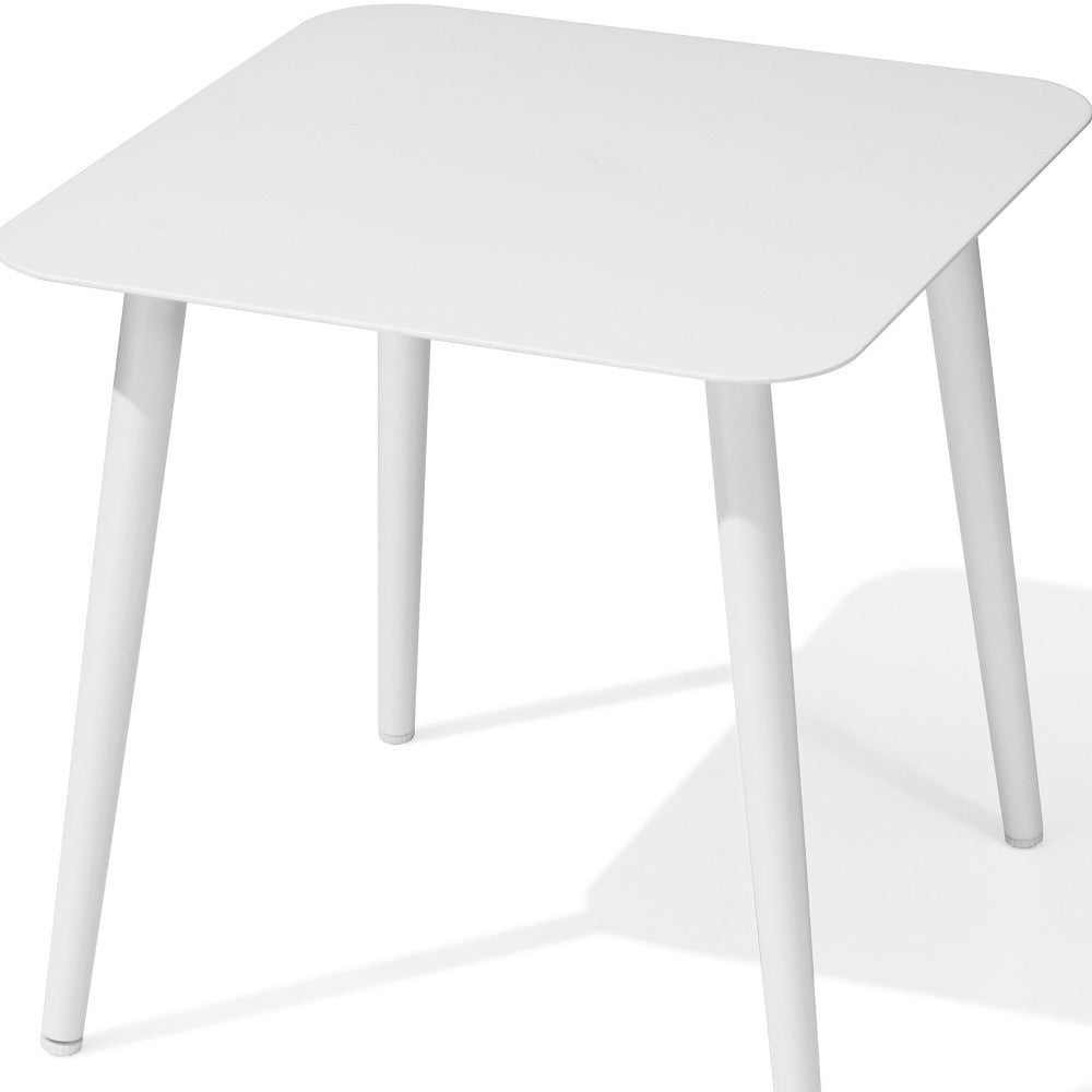 16" White Square Metal Outdoor Side Table