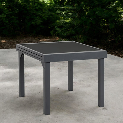 35" Gray Square Glass Extendable Outdoor Side Table