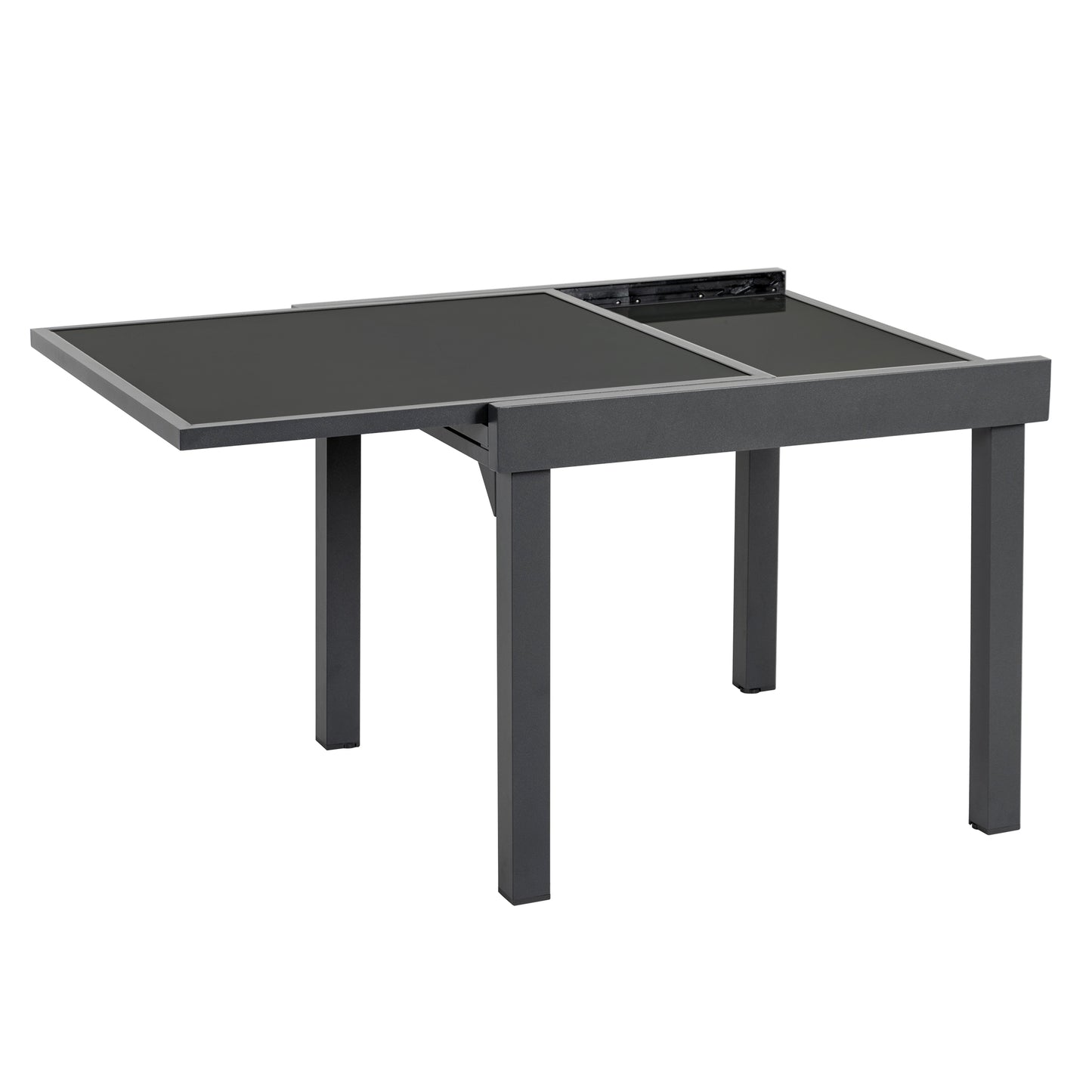 35" Gray Square Glass Extendable Outdoor Side Table