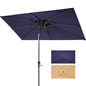 10' Navy Blue Polyester Rectangular Tilt Market Patio Umbrella