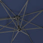 10' Navy Blue Polyester Square Tilt Cantilever Patio Umbrella With Stand