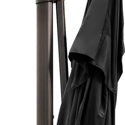 13' Black Polyester Rectangular Tilt Cantilever Patio Umbrella with Stand