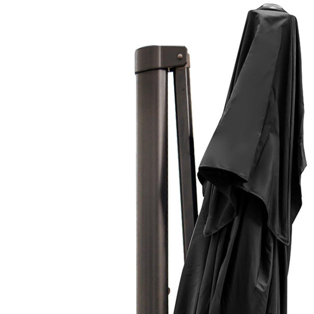 13' Black Polyester Rectangular Tilt Cantilever Patio Umbrella with Stand