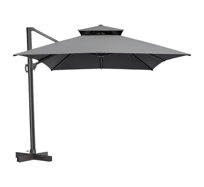 13' Gray Polyester Rectangular Tilt Cantilever Patio Umbrella with Stand