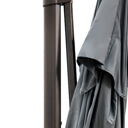 113" Dark Gray Polyester Rectangular Tilt Cantilever Patio Umbrella With Stand