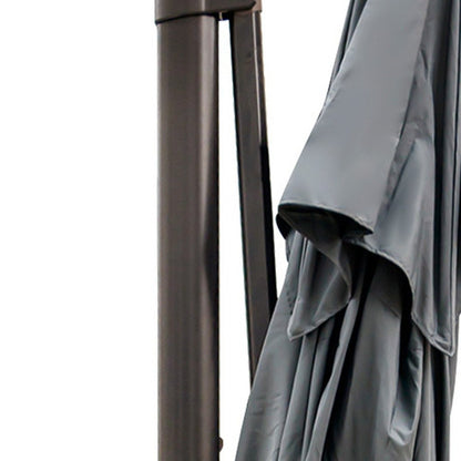 13' Gray Polyester Rectangular Tilt Cantilever Patio Umbrella with Stand