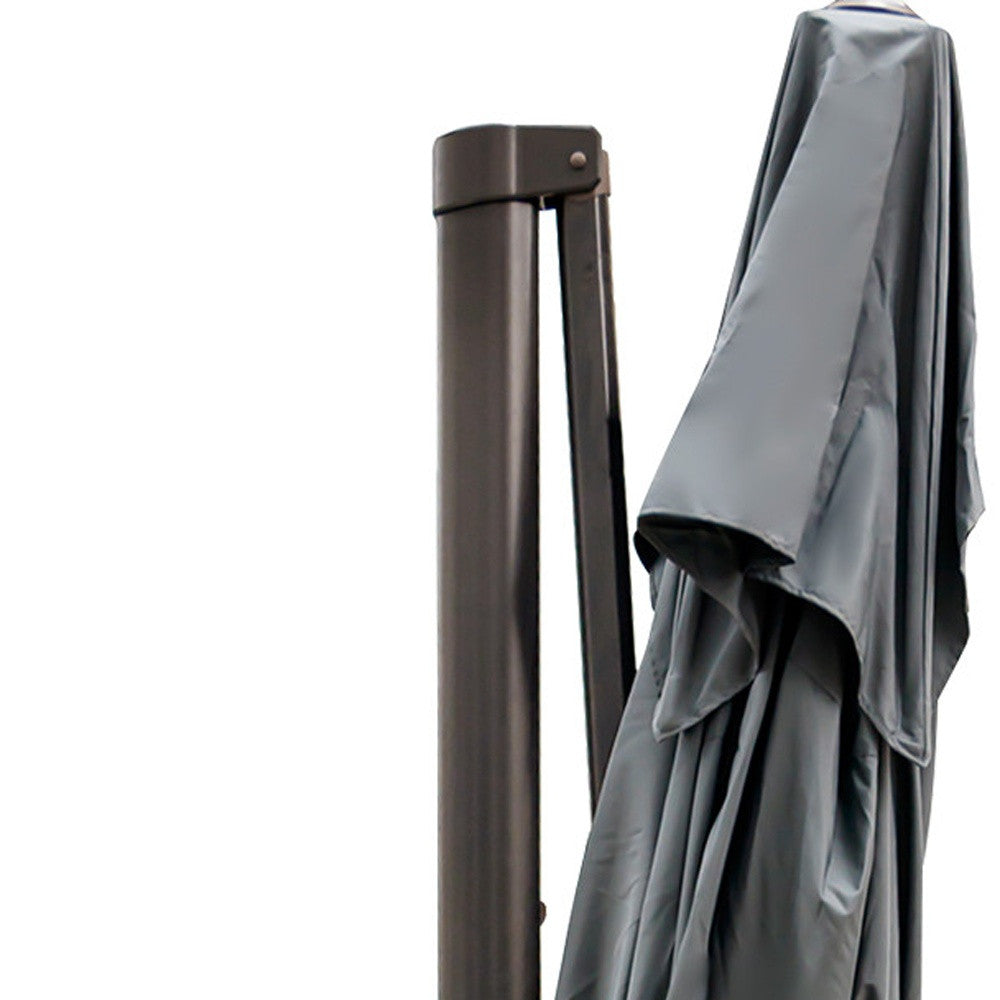 113" Dark Gray Polyester Rectangular Tilt Cantilever Patio Umbrella With Stand