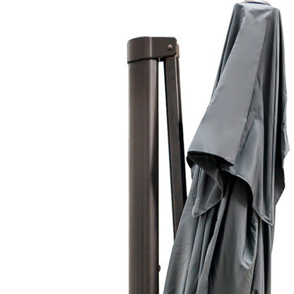 113" Dark Gray Polyester Rectangular Tilt Cantilever Patio Umbrella With Stand