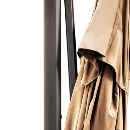 8" Tan Polyester Rectangular Tilt Cantilever Patio Umbrella with Stand