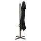 10' Black Polyester Square Tilt Cantilever Patio Umbrella with Stand