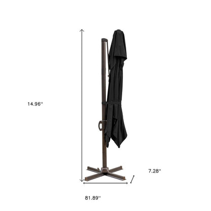 10' Black Polyester Square Tilt Cantilever Patio Umbrella with Stand