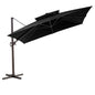 11' Black Polyester Round Tilt Cantilever Patio Umbrella With Stand