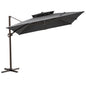 11' Dark Gray Polyester Round Tilt Cantilever Patio Umbrella With Stand